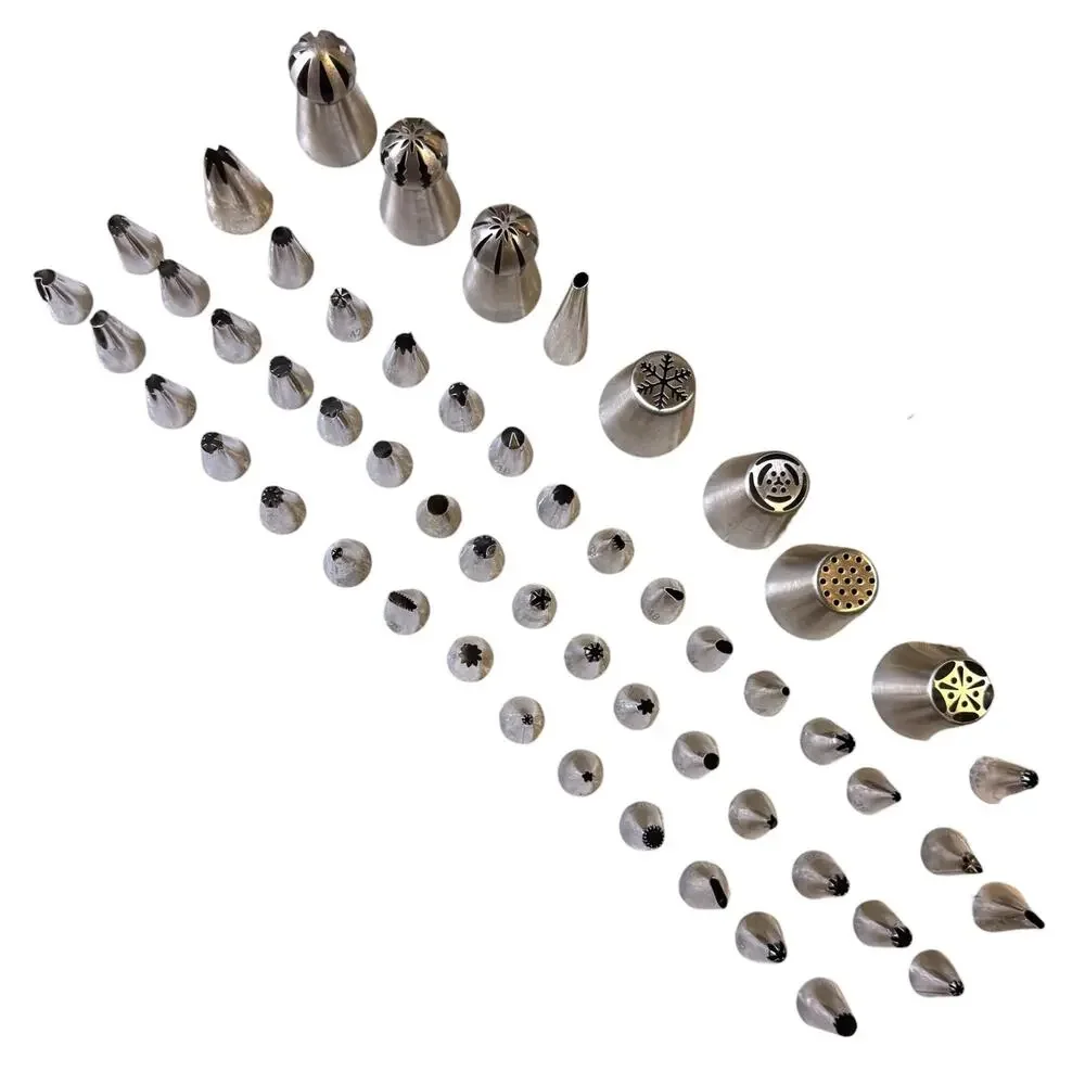 Vintage 55 Piece Cake Decorating Kit Metal Piping Tips Icing Nozzles AS IS